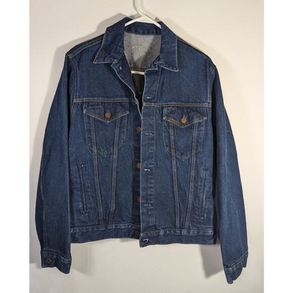 Vintage Roebuck 90's Trucker Jacket Jeans 12Ga Trucker NO Tags Rivets Unisex 42 - Picture 1 of 8